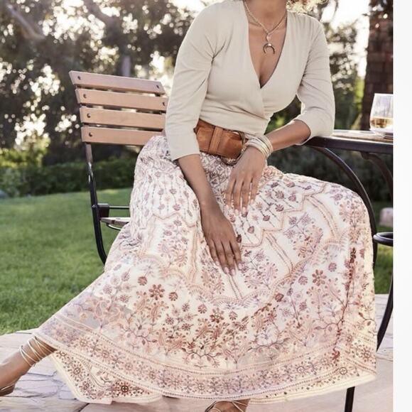 Soft Surroundings Dresses & Skirts - Soft Surroundings Inez Sequined Floral Maxi Skirt Plus Size 3X